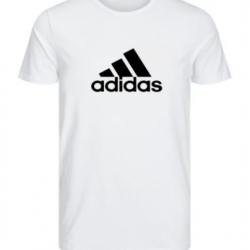 T-SHIRT 100% ΒΑΜΒΑΚΙ ΜΕ LOGO - ΛΕΥΚΟ - ADIDAS ΓΡΑΜΜΕΣ ΜΕΓΑΛΟ