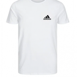 T-SHIRT 100% ΒΑΜΒΑΚΙ ΜΕ LOGO - ΛΕΥΚΟ - ADIDAS ΓΡΑΜΜΕΣ ΜΙΚΡΟ