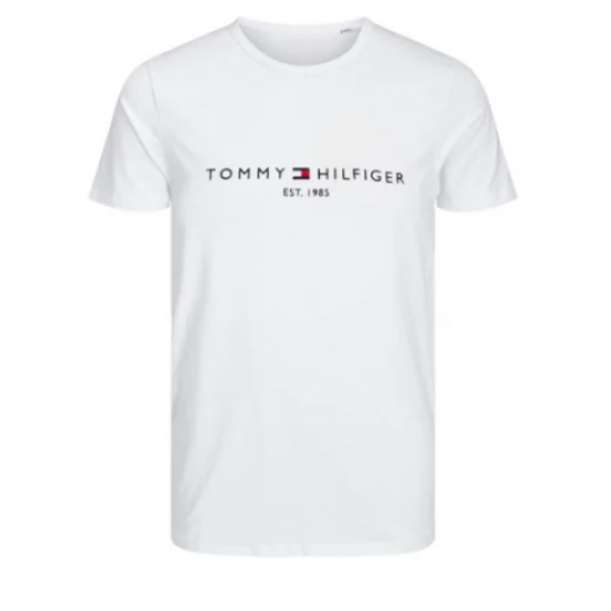 T-SHIRT 100% ΒΑΜΒΑΚΙ ΜΕ LOGO - ΛΕΥΚΟ - TOMMY HILFIGER EST 1985 T-SHIRT 100% ΒΑΜΒΑΚΙ ΜΕ LOGO - ΛΕΥΚΟ - TOMMY HILFIGER EST 1985