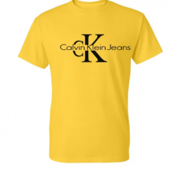 T-SHIRT 100% ΒΑΜΒΑΚΙ ΜΕ LOGO - ΚΙΤΡΙΝΟ - CALVIN KLEIN ΜΕΓΑΛΟ