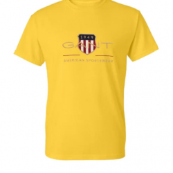 T-SHIRT 100% ΒΑΜΒΑΚΙ ΜΕ LOGO - ΚΙΤΡΙΝΟ - GANT ΜΕΓΑΛΟ