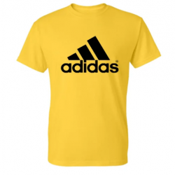 T-SHIRT 100% ΒΑΜΒΑΚΙ ΜΕ LOGO - ΚΙΤΡΙΝΟ - ADIDAS ΓΡΑΜΜΕΣ ΜΕΓΑΛΟ