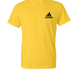 T-SHIRT 100% ΒΑΜΒΑΚΙ ΜΕ LOGO - ΚΙΤΡΙΝΟ - ADIDAS ΓΡΑΜΜΕΣ ΜΙΚΡΟ