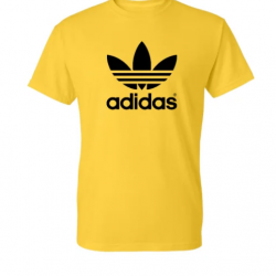 T-SHIRT 100% ΒΑΜΒΑΚΙ ΜΕ LOGO - ΚΙΤΡΙΝΟ - ADIDAS ΤΡΙΦΥΛΛΙ ΜΕΓΑΛΟ