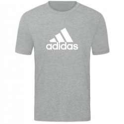 T-SHIRT 100% ΒΑΜΒΑΚΙ ΜΕ LOGO - ΓΚΡΙ - ADIDAS ΓΡΑΜΜΕΣ ΜΕΓΑΛΟ