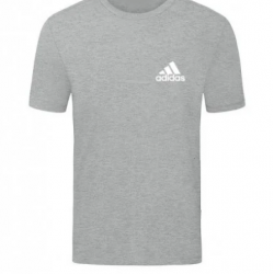 T-SHIRT 100% ΒΑΜΒΑΚΙ ΜΕ LOGO - ΓΚΡΙ - ADIDAS ΓΡΑΜΜΕΣ ΜΙΚΡΟ
