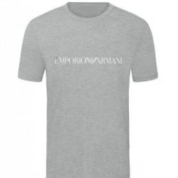 T-SHIRT 100% ΒΑΜΒΑΚΙ ΜΕ LOGO - ΓΚΡΙ - EMPORIO