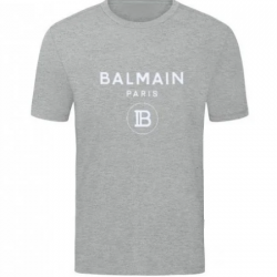 T-SHIRT 100% ΒΑΜΒΑΚΙ ΜΕ LOGO - ΓΚΡΙ - BALMAIN