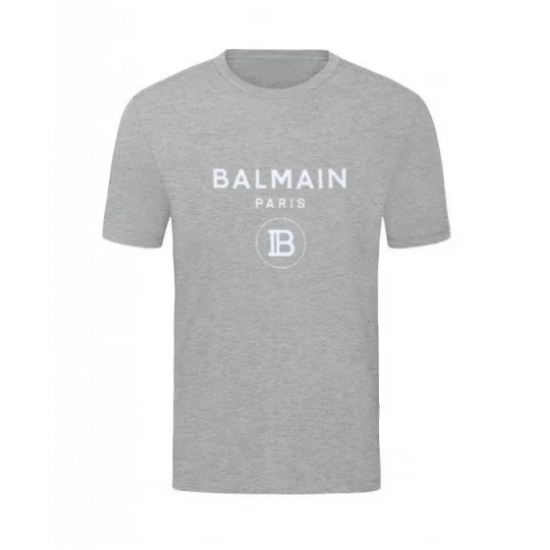 T-SHIRT 100% ΒΑΜΒΑΚΙ ΜΕ LOGO - ΓΚΡΙ - BALMAIN T-SHIRT 100% ΒΑΜΒΑΚΙ ΜΕ LOGO - ΓΚΡΙ - BALMAIN