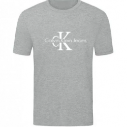 T-SHIRT 100% ΒΑΜΒΑΚΙ ΜΕ LOGO - ΓΚΡΙ - CALVIN KLEIN ΜΕΓΑΛΟ