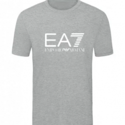 T-SHIRT 100% ΒΑΜΒΑΚΙ ΜΕ LOGO - ΓΚΡΙ - EA7 ΜΕΓΑΛ0