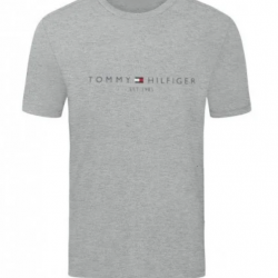 T-SHIRT 100% ΒΑΜΒΑΚΙ ΜΕ LOGO - ΓΚΡΙ - TOMMY HILFIGER EST 1985 