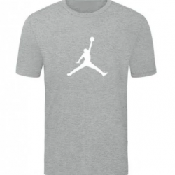 T-SHIRT 100% ΒΑΜΒΑΚΙ ΜΕ LOGO - ΓΚΡΙ - JORDAN ΜΕΓΑΛΟ