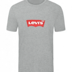 T-SHIRT 100% ΒΑΜΒΑΚΙ ΜΕ LOGO - ΓΚΡΙ - LEVIS ΜΕΓΑΛΟ