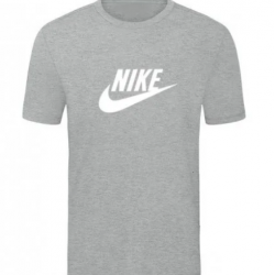 T-SHIRT 100% ΒΑΜΒΑΚΙ ΜΕ LOGO - ΓΚΡΙ - NIKE ΜΕΓΑΛΟ