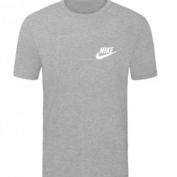 T-SHIRT 100% ΒΑΜΒΑΚΙ ΜΕ LOGO - ΓΚΡΙ - NIKE ΜΙΚΡΟ