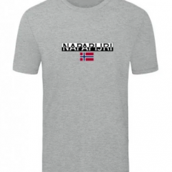 T-SHIRT 100% ΒΑΜΒΑΚΙ ΜΕ LOGO - ΓΚΡΙ - NAPAPIRJI