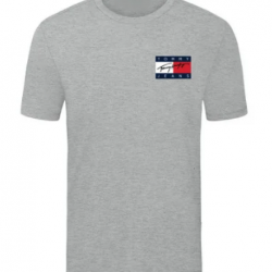T-SHIRT 100% ΒΑΜΒΑΚΙ ΜΕ LOGO - ΓΚΡΙ - TOMMY JEANS EST