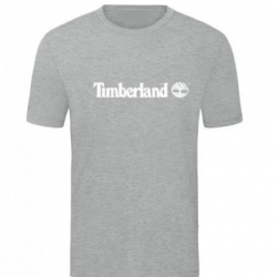T-SHIRT 100% ΒΑΜΒΑΚΙ ΜΕ LOGO - ΓΚΡΙ - TIMBERLAND ΜΕΓΑΛΟ