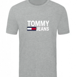 T-SHIRT 100% ΒΑΜΒΑΚΙ ΜΕ LOGO - ΓΚΡΙ - TOMMY JEANS ΜΕΓΑΛΟ