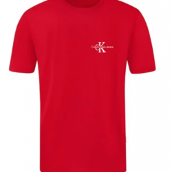 T-SHIRT 100% ΒΑΜΒΑΚΙ ΜΕ LOGO - ΚΟΚΚΙΝΟ- CALVIN KLEIN ΜΙΚΡΟ