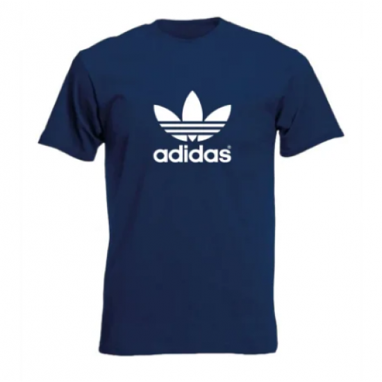 T-SHIRT 100% ΒΑΜΒΑΚΙ ΜΕ LOGO - ΜΠΛΕ ΣΚΟΥΡΟ - ADIDAS ΤΡΙΦΥΛΛΙ ΜΕΓΑΛΟ T-SHIRT 100% ΒΑΜΒΑΚΙ ΜΕ LOGO - ΜΠΛΕ ΣΚΟΥΡΟ - ADIDAS ΤΡΙΦΥΛΛΙ ΜΕΓΑΛΟ
